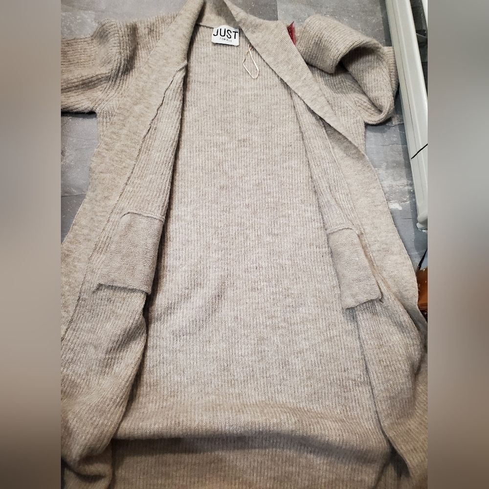 Just Female "Allow Maxi Cardigan". Open Front. Knit. Ribbed Parts. Wool, Alpaga. - Picture 6 of 13
